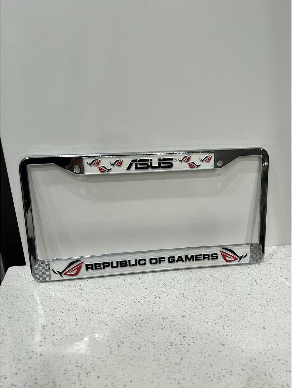 Asus Republic Of Gamers Silver License Plate Cover Holder Metal Computer Theme